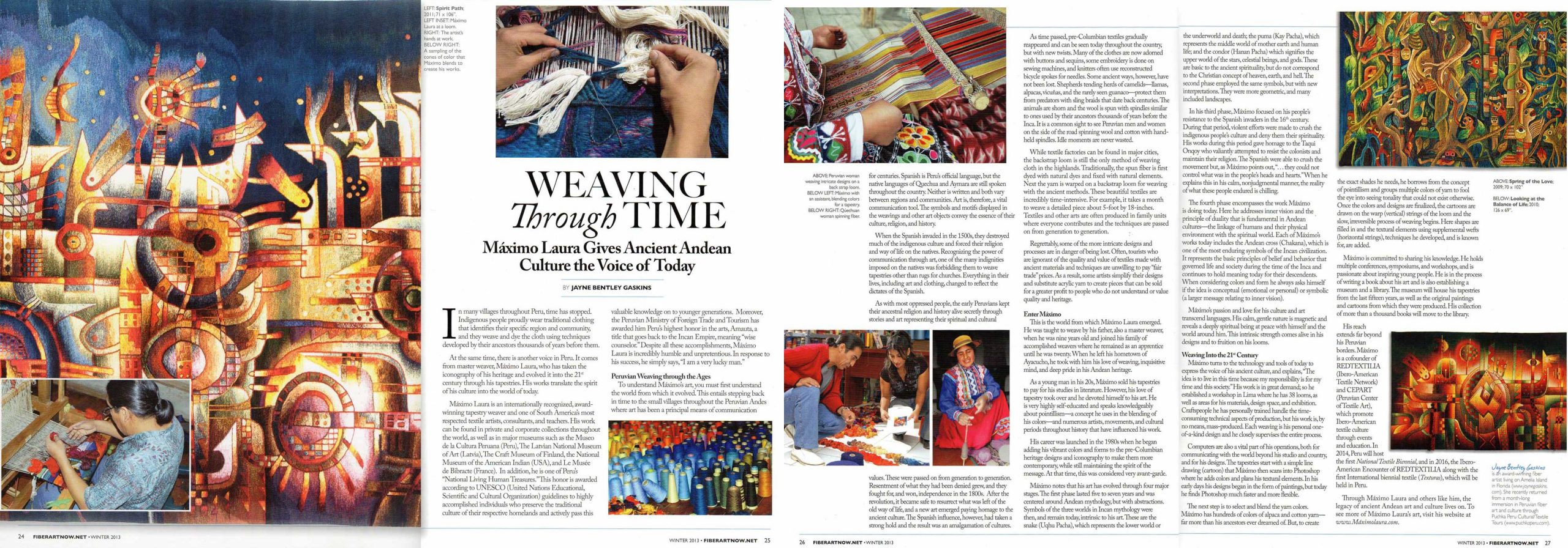 Fiber Art Magazine Article - Maximo Laura Tapestry Art